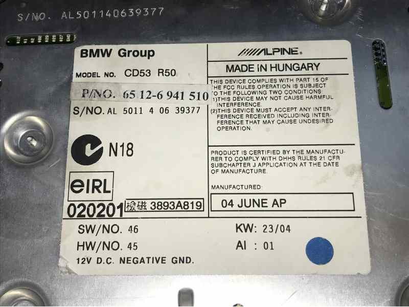 SISTEMA AUDIO / RADIO CD 65126941510 501140639377  - imagen 2