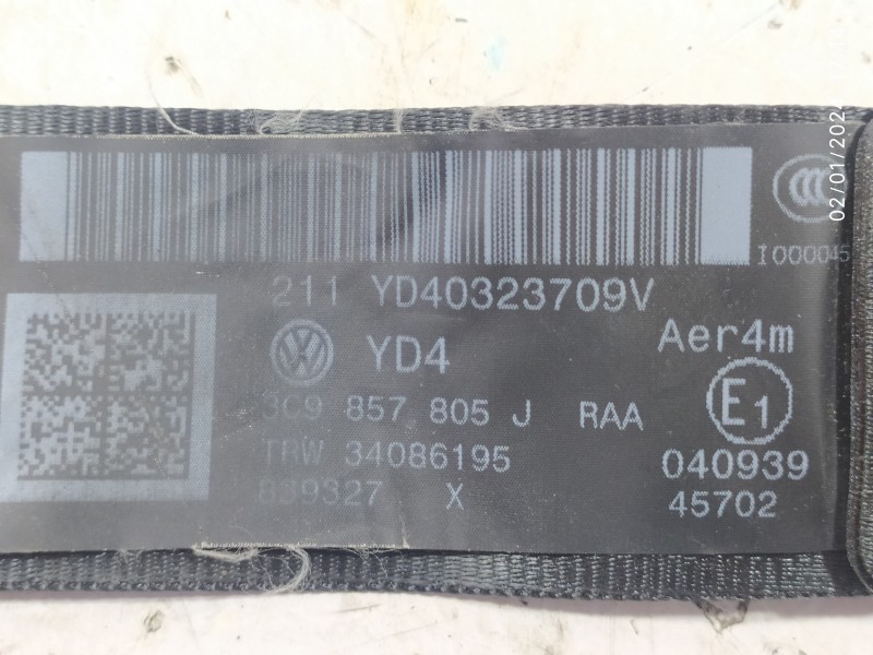 CINTURON SEGURIDAD TRASERO IZQUIERDO 3C9857805J  - imagen 3