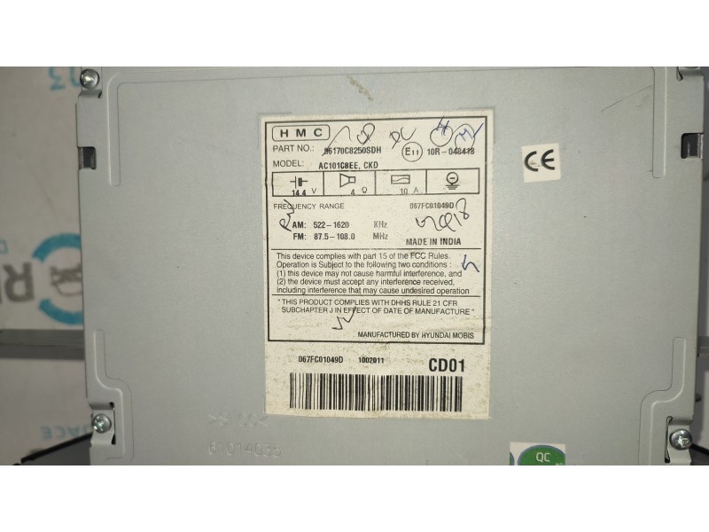 SISTEMA AUDIO / RADIO CD 067FC01049D 96170C8250SDH  - imagen 2