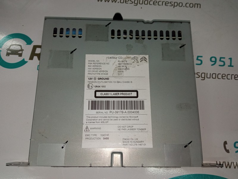 SISTEMA AUDIO / RADIO CD 9807729080  - imagen 2