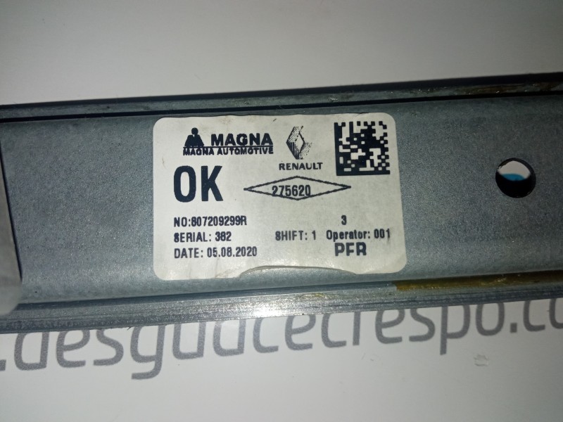 ELEVALUNAS DELANTERO DERECHO 807209299R  - imagen 3