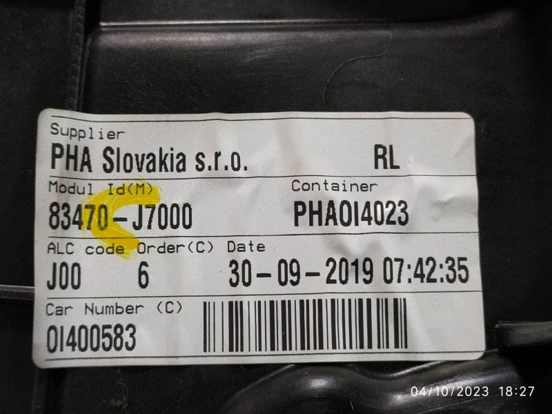 ELEVALUNAS TRASERO IZQUIERDO 83470J7000 83450J7000  - imagen 3