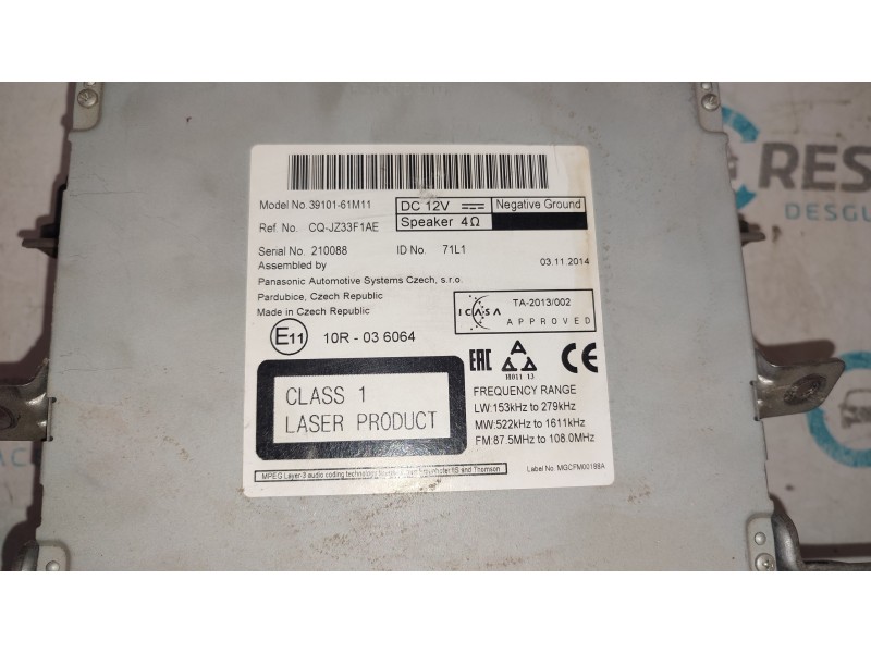 SISTEMA AUDIO / RADIO CD 3910161M11 CQJZ33F1AE  - imagen 2