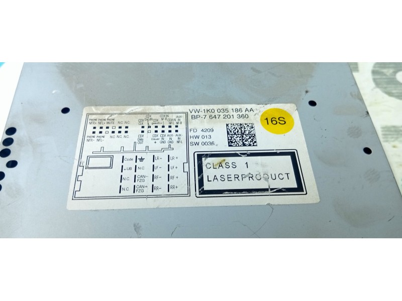 SISTEMA AUDIO / RADIO CD 1K0035186AA  - imagen 2